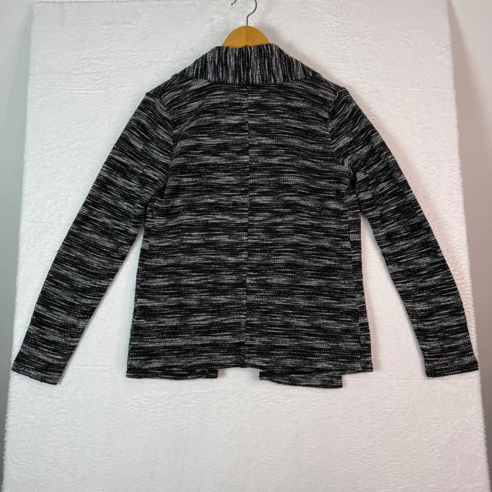 Van Heusen Womens Black‎ White Marled Knit Open Front Cardigan Sweater Size S/P
